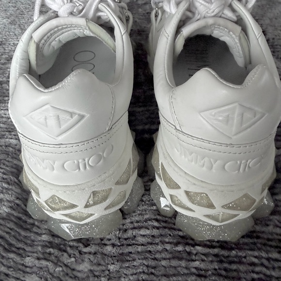 Women's Jimmy Choo Diamond X Crystal White Calf Leather Sneakers - Picture 7 of 11